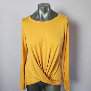 Sunny Yellow Long Sleeve Twist Top